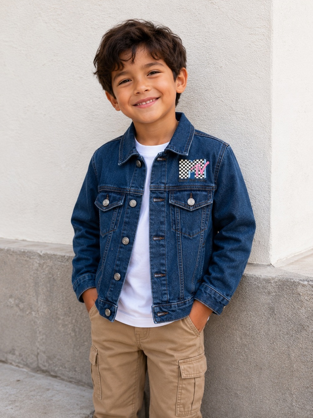 MTV Kids Denim Jacket Youth Large 10-12 Dark Wash Button Front